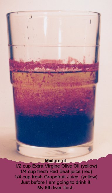 Liver Flush mixture - olive oil +  red beat juice + grapefruit juice 